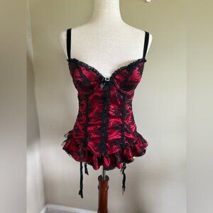 Cinema Etoile Red and Black Lace Bustier Medium